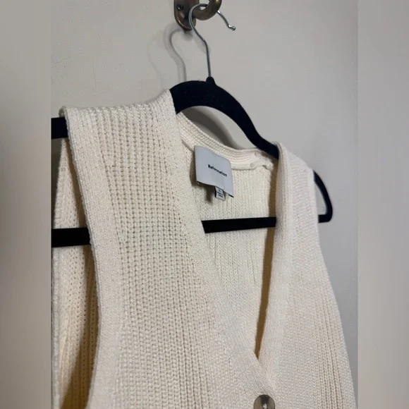 Reformation Faye Cotton Sweater Vest in Gossamer - Picture 6 of 7